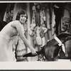 Carol Burnett and trained animal Smaxie [sea lion] in the stage production Fade Out - Fade In