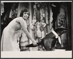 Carol Burnett and animal actor [Smaxie the trained sea lion playing a seal] in the stage production Fade Out - Fade In