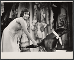 Carol Burnett and trained animal Smaxie [sea lion] in the stage production Fade Out - Fade In