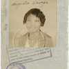 Passport photograph of sculptor Augusta Savage, date stamped August 25, 1931