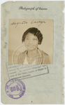 Passport photograph of sculptor Augusta Savage, date stamped August 25, 1931