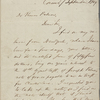 Palmer, Thomas, ALS to. Sep. 7, 1849