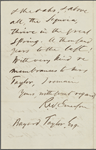 Taylor, Bayard, ALS to. May 4, 1865