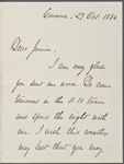 Ellen T. Emerson, ALS to J[ean] T. Chapin. Oct. 29, 1884