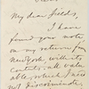 Fields, J[ames] T., ALS to. Dec. 28, [1862]