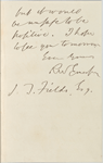 Fields, J[ames] T., ALS to. Dec. 28, [1862]