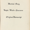 "Merlin's Song." Holograph poem, unsigned, undated