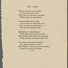 "The Park." Holograph poem, unsigned, undated