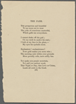 "The Park." Holograph poem, unsigned, undated