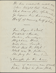 "As I left my door..." Holograph poem, in honor of J. R. Lowell's fortieth birthday, unsigned, undated