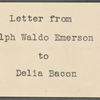Bacon, D[elia] S., ALS to. Jul. 28, 1856