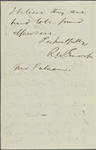 Putnam, [George Palmer?], ALS to. Sep. 26, 1859