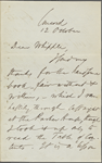 Whipple, E[dwin] P[ercy], ALS to. Oct. 12, [1866]. Previously [1871?]