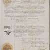 2 documents: authorization of payment to ship owners by U.S. Congress, Dec. 1, 1834; and affidavit of invoice of goods, Dec. 24, 1852, with certificate of authentication signed by John Broadfoot, dated Sep. 28, 1852