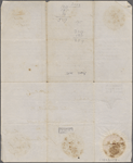 2 documents: authorization of payment to ship owners by U.S. Congress, Dec. 1, 1834; and affidavit of invoice of goods, Dec. 24, 1852, with certificate of authentication signed by John Broadfoot, dated Sep. 28, 1852