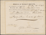 Collector's certificate, May 16, 1848, for duties at the Port of Salem. Countersigned by Nathaniel Hawthorne.