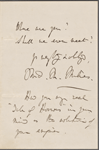 [Houghton], Richard Monckton Milnes, [later Lord Houghton], ALS to NH. Mar. 10, [1860].