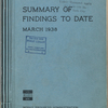 Summary of findings to date, March 1938 