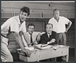 Bill Travers, Fielder Cook, Alan Bunce and Roland Winters in rehearsal for the stage production A Cook for Mr. General