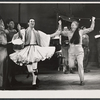 Bill Travers [dancing center left], Roland Winters [dancing center right] George Furth [background] and unidentified others in the stage production A Cook for Mr. General