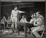 Bill Travers, John McGiver, Roland Winters and unidentified others in the stage production A Cook for Mr. General