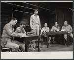 Bill Travers, John McGiver, Roland Winters and unidentified others in the stage production A Cook for Mr. General