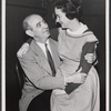 Playwright William Inge and Teresa Wright during rehearsal for the stage production The Dark at the Top of the Stairs