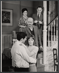 Ron Leibman, Jill Kraft, Howard Da Silva, Martha Greenhouse, and Carl Don in the stage production Dear Me, the Sky Is Falling