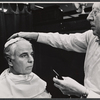Emlyn Williams in makeup during rehearsal for the stage production The Deputy