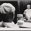 Emlyn Williams in makeup during rehearsal for the stage production The Deputy