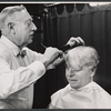 Emlyn Williams in makeup during rehearsal for the stage production The Deputy