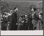 Jeremy Brett [left foreground], unidentified [right foreground] and ensemble in the stage production The Deputy