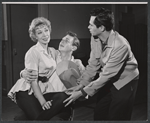 Dolores Gray, Andy Griffith, and director-choreographer Michael Kidd in rehearsal for the stage production Destry Rides Again