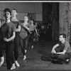 Musical director Lehman Engel rehearsing the ensemble for the stage production Destry Rides Again