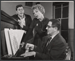 Andy Griffith, Dolores Gray, and composer Harold Rome in rehearsal for the stage production Destry Rides Again