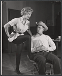 Dolores Gray and Scott Brady in rehearsal for the stage production Destry Rides Again