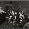 Dore Schary [left] and ensemble in rehearsal for the stage production The Devil's Advocate