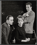 Leo Genn, Olive Deering and Michael Kane in rehearsal for the stage production The Devil's Advocate