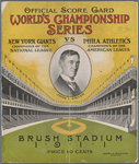 Offical Score Card. World's Championship Series. New York Giants vs Philadelphia Athletics