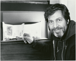 Designer Tony Walton and his set model for the stage production Lend Me a Tenor