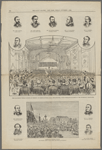 The Pan-Presbyterian council in session at Horticultural Hall, Philadelphia, with portraits of some of the prominent delegates.  Rev. John Jameson, Madrid, Spain ; Rev. John Albertyn, Cape Colony, South Africa ; Rev. Wm. Douglas Moffat, Edinburgh, Scotland ; Rev. A.F. Buscarlet, Lansanne, Switzerland ; Rev. J.I. Arrighi, Florence, Italy ; Rev. John Rutherven, Edinburgh, Scotland ; Rev. John Hanson, Antrim, Ireland. Obsequies of General Torbert. The procession passing up Broad Street, Philadelphia, last Wednesday.  Rev. Robert Howie, Glasgow, Scotland ; Rev. George Smith, Edinburgh, Scotland ; Rev. E.A. Thomson, Edinburgh, Scotland ; Rev. Allen Wright, Boggy Depot, Chictian Waters, I.T.