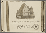 Southwestern view of Governor Treat's house. The following is the fac-simile of his signature, and of the seal by him: Robert Treat [signature]. 
