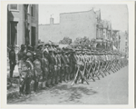 View of assembled troops of the 15th Infantry Regiment of the New York National Guard, later renamed the 369th Infantry, circa 1918