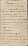 Regulations of the Pin Society. Proceedings of the Pin Society. Vol 1st. For June 1820. Holograph notebook.