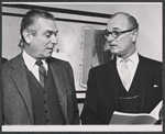 Playwright Samuel Taylor and Nigel Patrick at the first read through for the stage production Avanti!