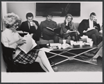 Betsy Von Furstenberg, Loreto Caringni, Keith Baxter, Jennifer Hilary and Robert Reed performing first read through of script for the stage production Avanti!