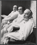 Michael Lombard, F. Murray Abraham, and Emory Bass in rehearsal for the stage production Bad Habits