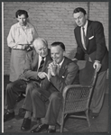 Maurice Evans (seated right) and unidentified cast members in rehearsal for the stage production The Apple Cart