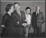 Maurice Evans (second from left) and unidentified cast members in rehearsal for the stage production The Apple Cart