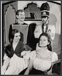 Clockwise from bottom left: Pamela Burrell, John Heffernan, Humbert Allen Astredo, and Jacqueline Coslow in the Sheridan Square Playhouse stage production Arms and the Man